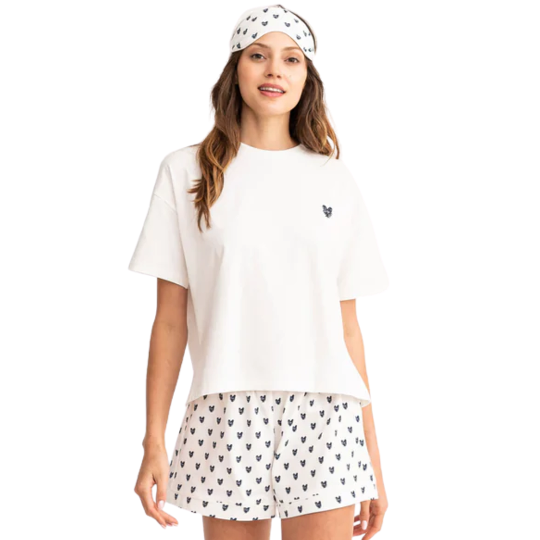 Veronica Pajama Set Pop Heart in Oatmilk