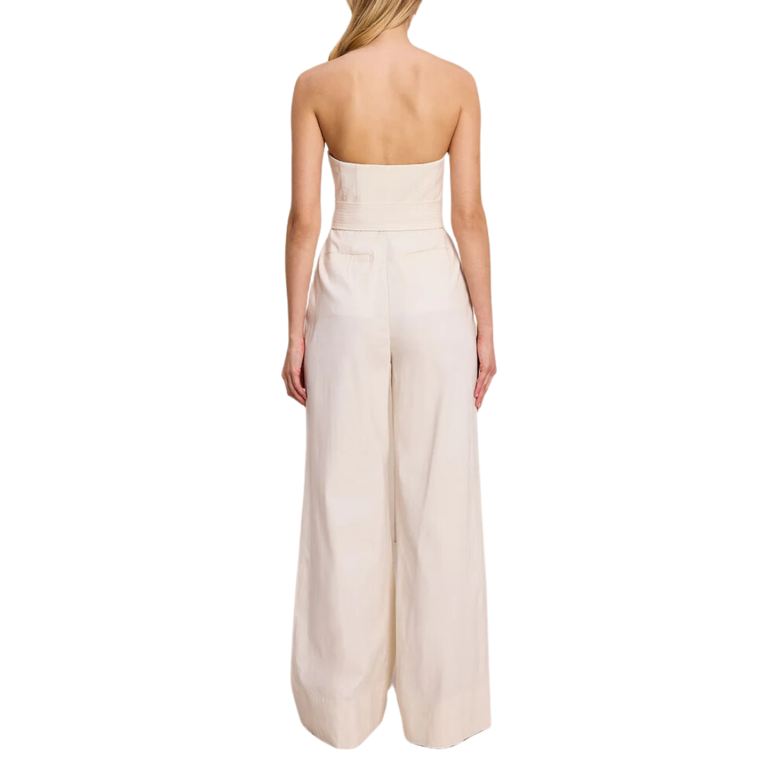 Elsie Strapless Linen Jumpsuit in Glace