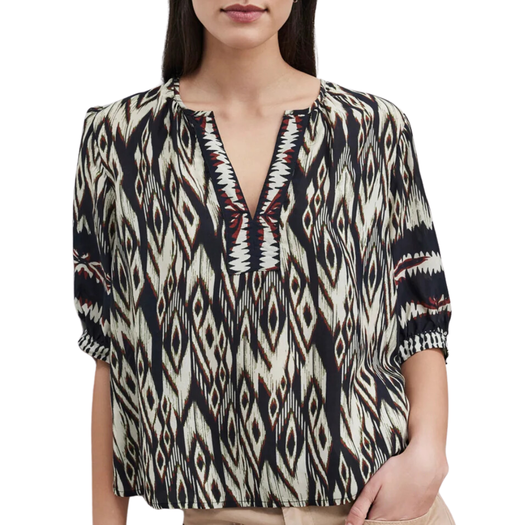 Beatrice Top in Black/Ecru