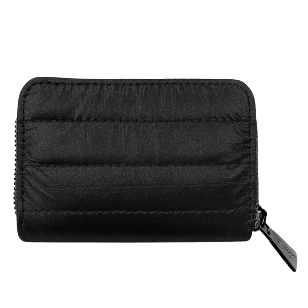 Puffer Zipper Wallet in Shimmer Black