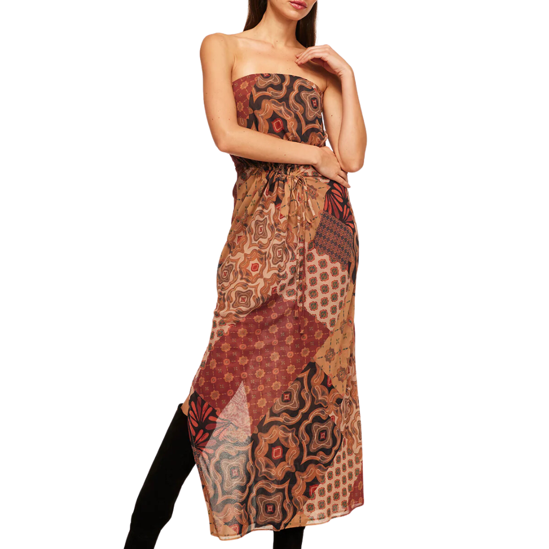 Mariah Dress in Surreal Patchwork Chiffon