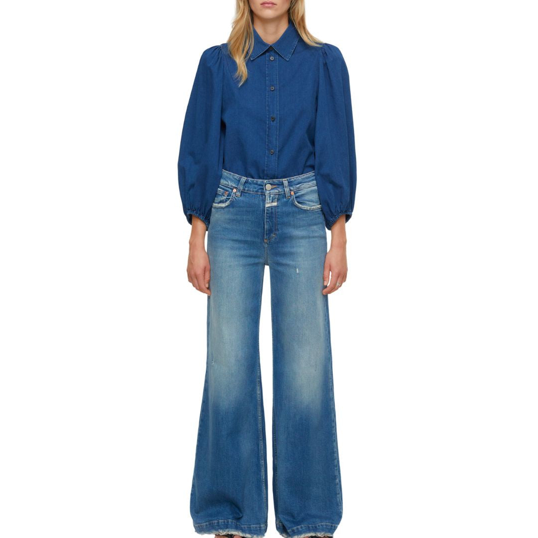 Denim Blouse in Dark Blue