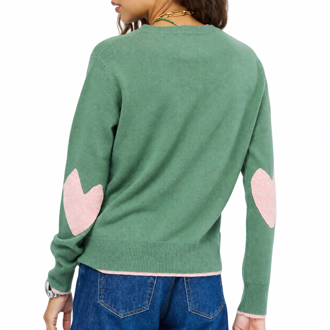 Patchwork Pullover Sweater in Dark Sage