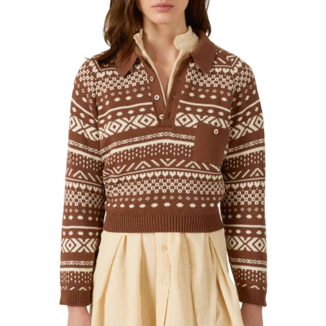 Liza Mocha Fair Isle Top