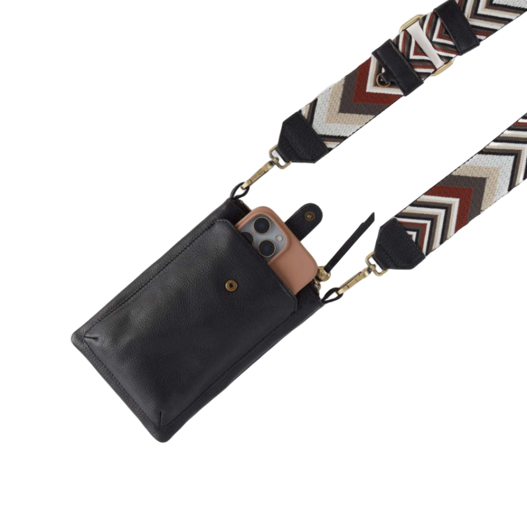 Cass Phone Crossbody in Black