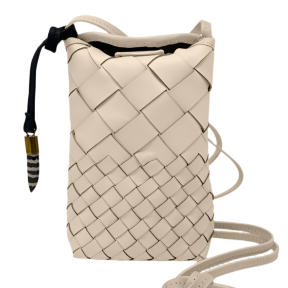 Mini Sling Phone Crossbody in Sand Threaded Weave