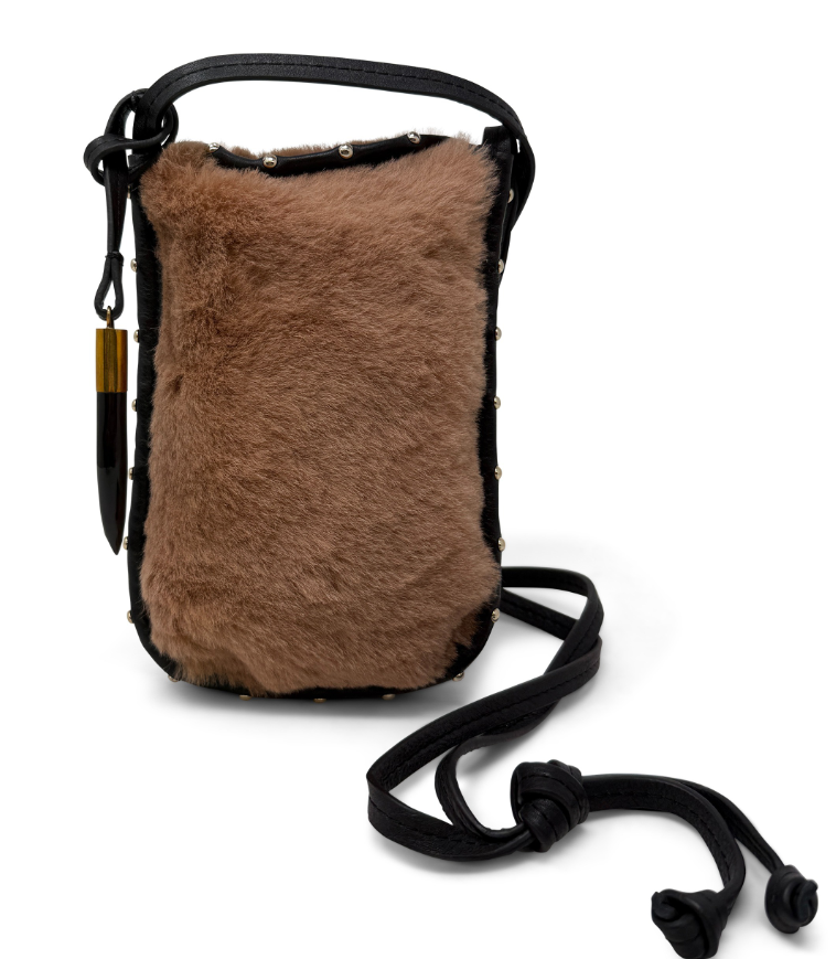 Mini Sling Phone Crossbody Caramel Shearling