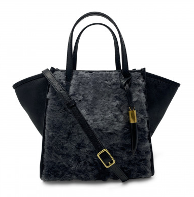 Shearling Mini Tote in Stone
