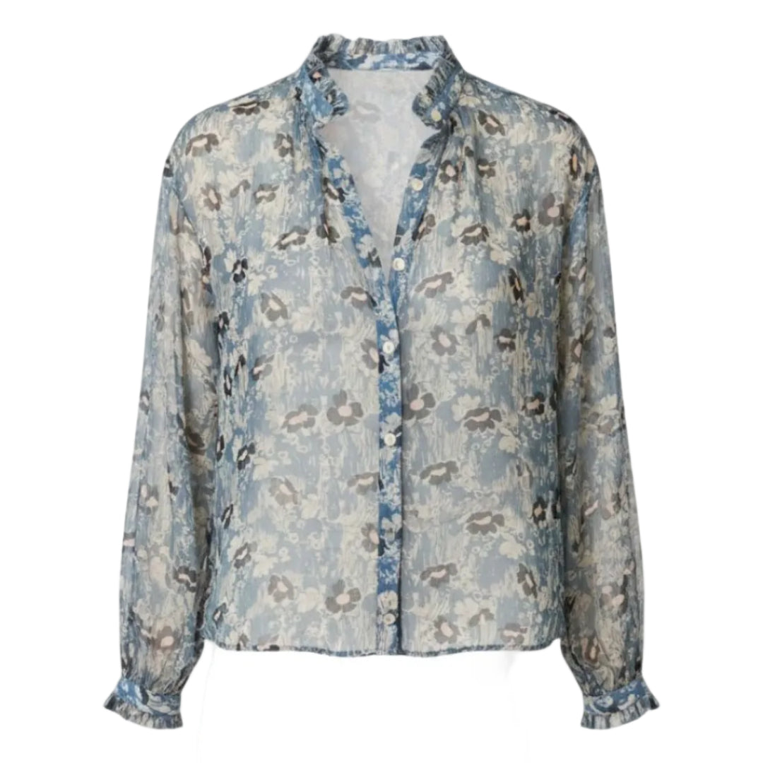 Poet Water Flower Blouse in Medium Blue