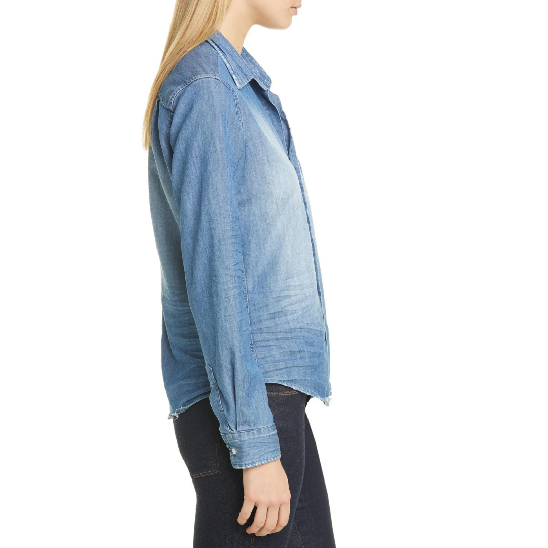 Barry Buttondown in Distressed Denim
