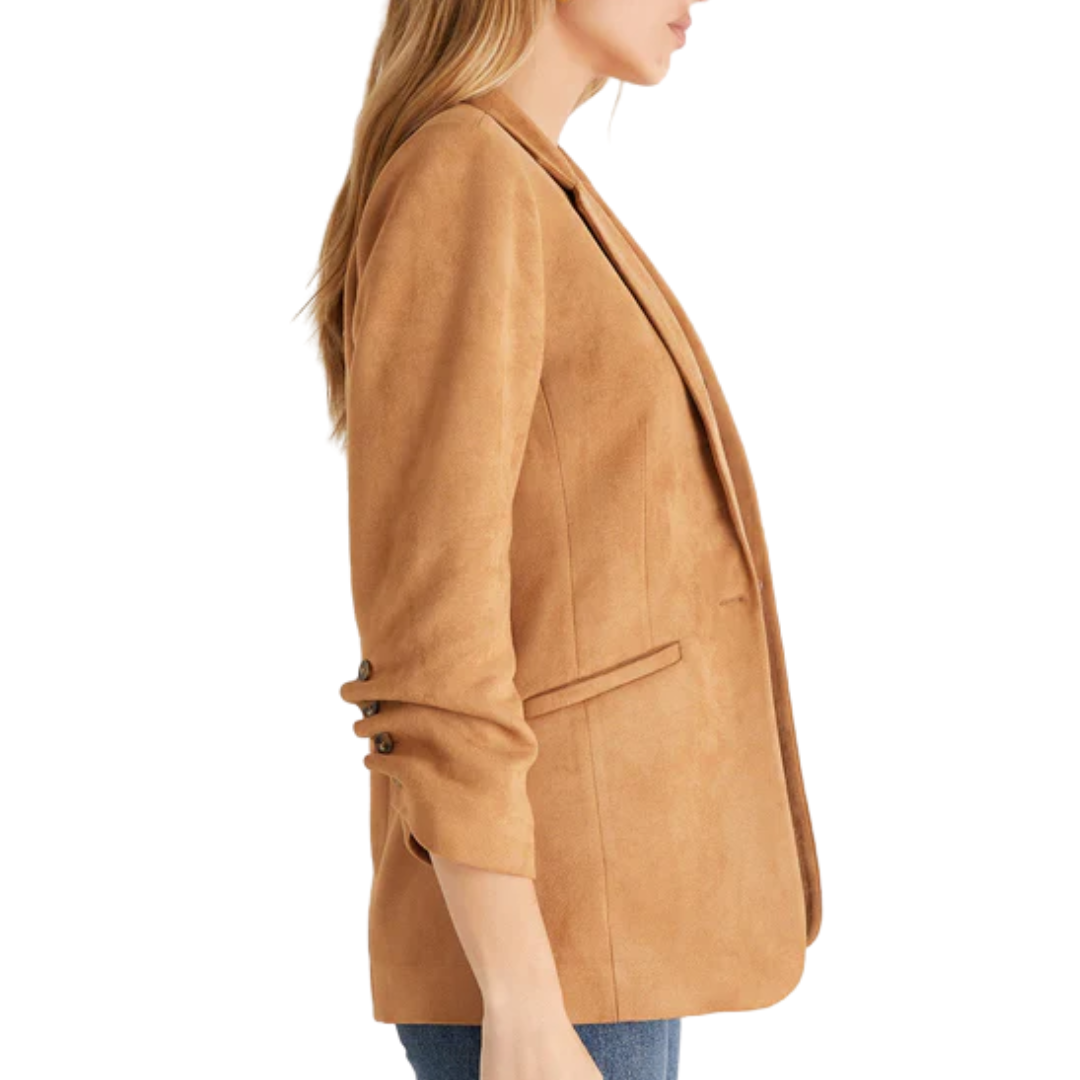 Sandelle Faux Suede Blazer in Camel Brown