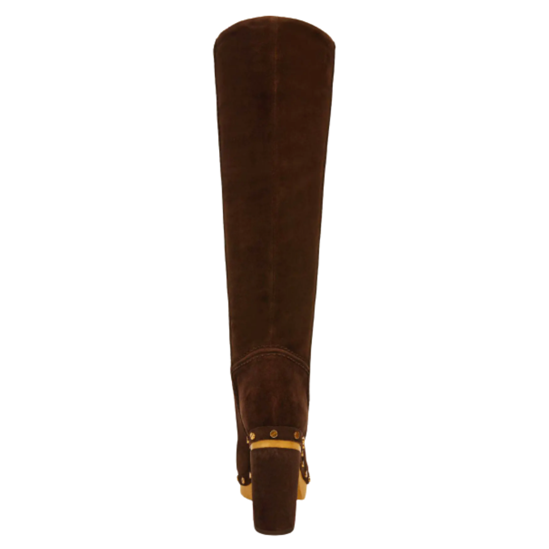 Glendale Suede Clog Knee Boots in Expresso