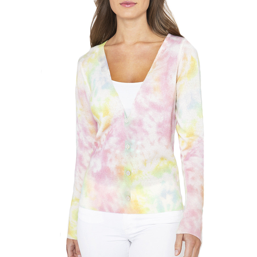 Splash Cashmere Cardigan in Citrus Multi