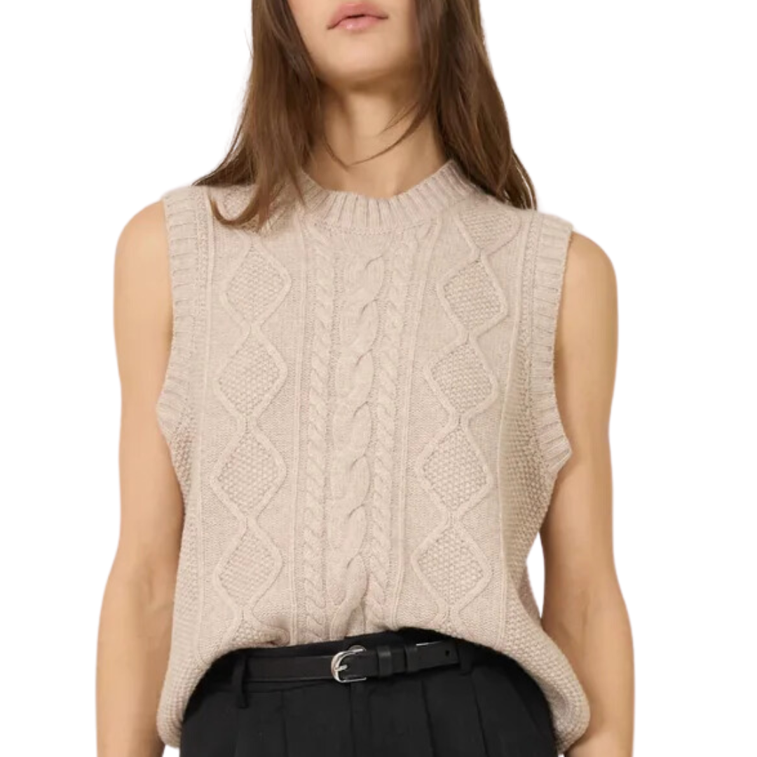 Perry Crew Vest in Biscuit