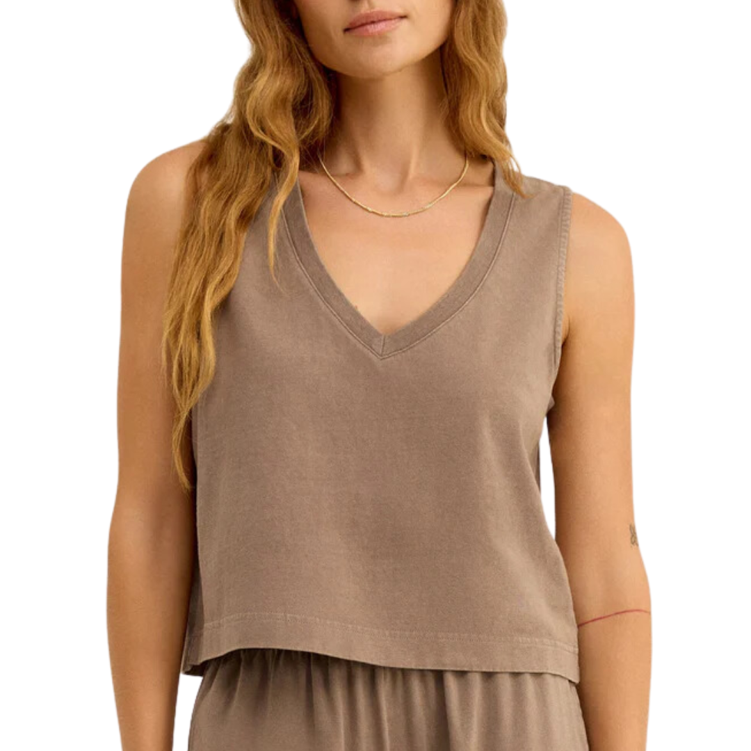 Sloane V-Neck Tank in Iced Coffee