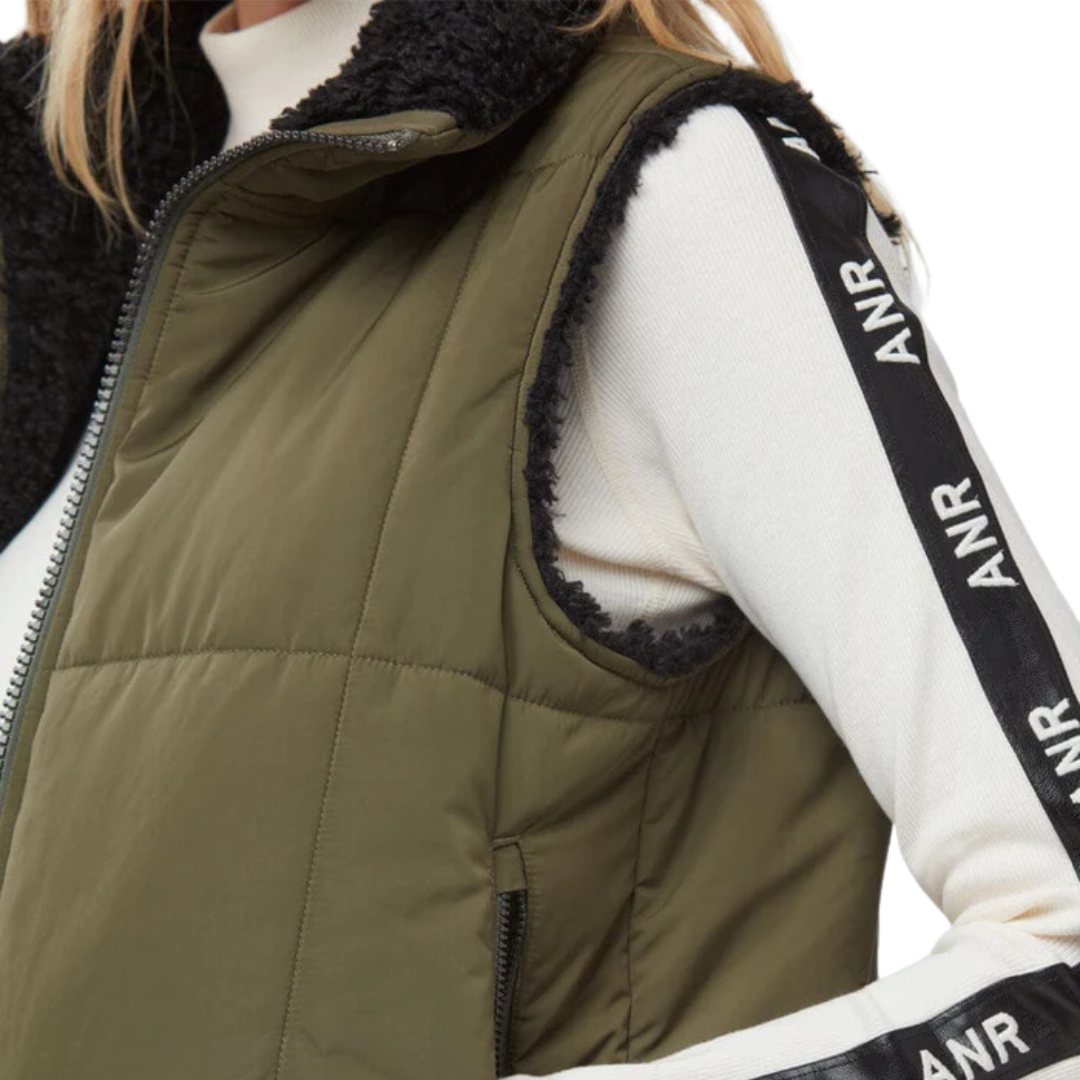 Sonja Reversible Short Vest in Dark Moss