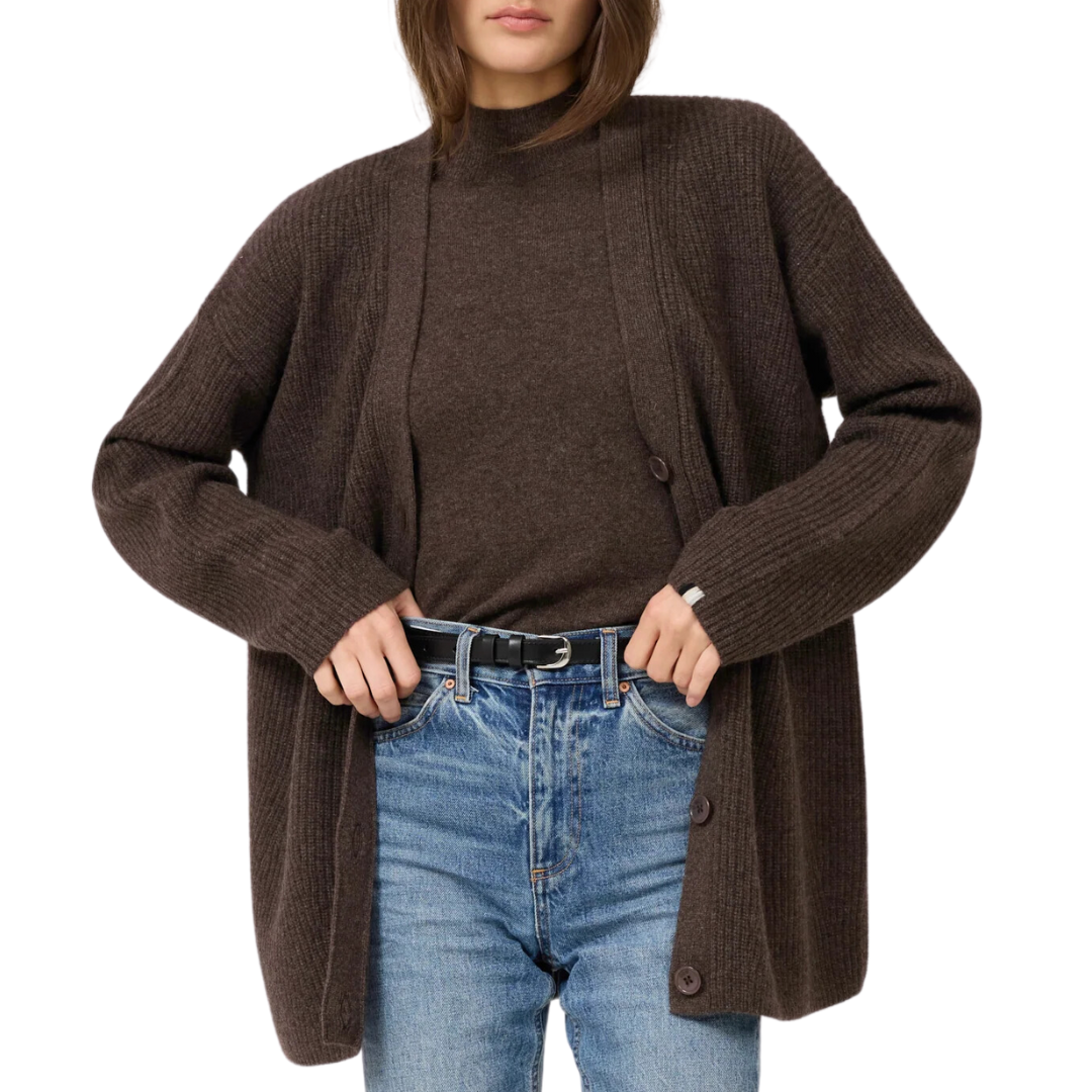 Pacific Cashmere Cardigan in Coffee