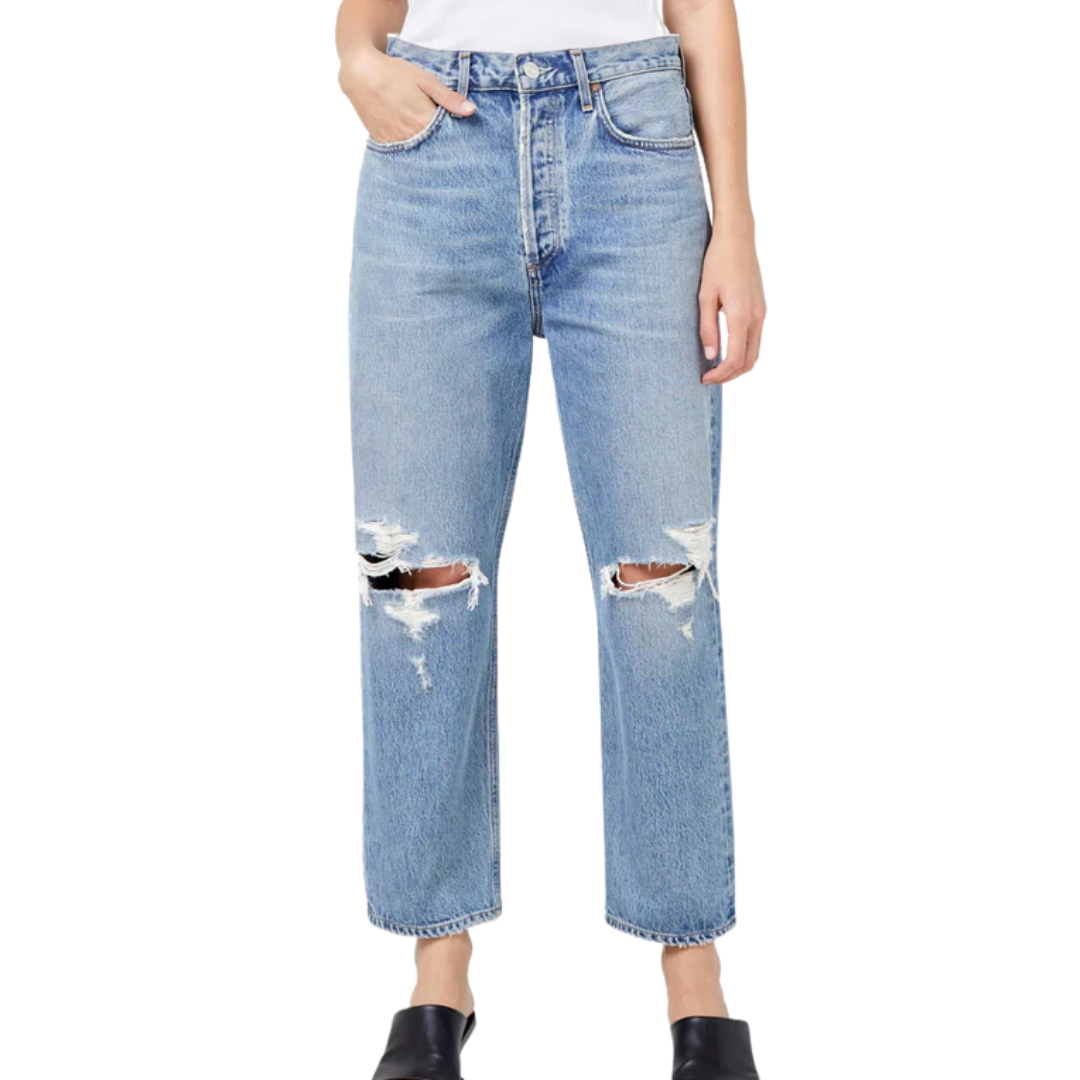 90's Crop Mid Rise Loose Fit in Suspend