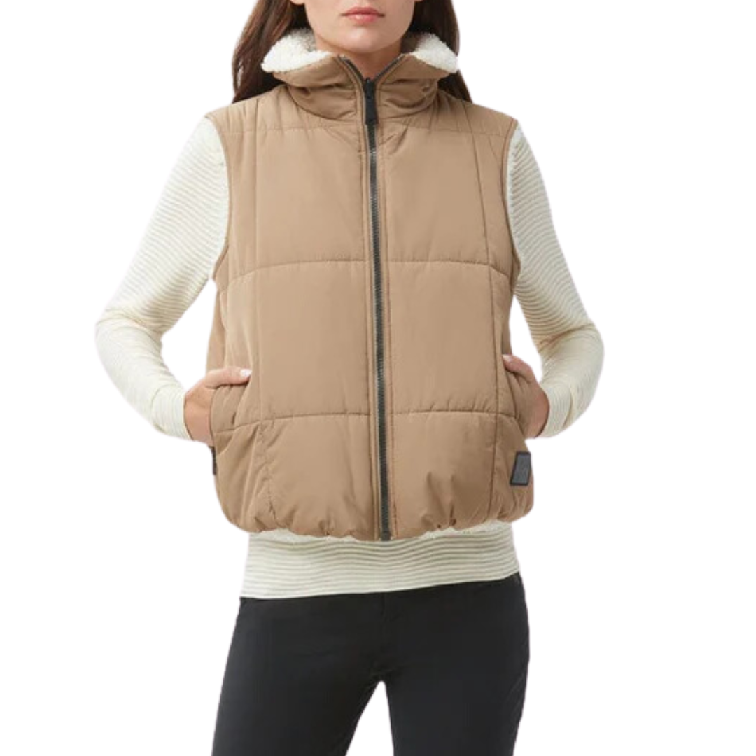 Sonja Reversible Short Vest in Dark Khaki