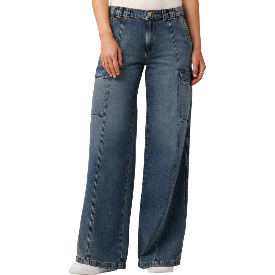 Mid-Rise Utility Wide Leg Cargo in Deep Blue