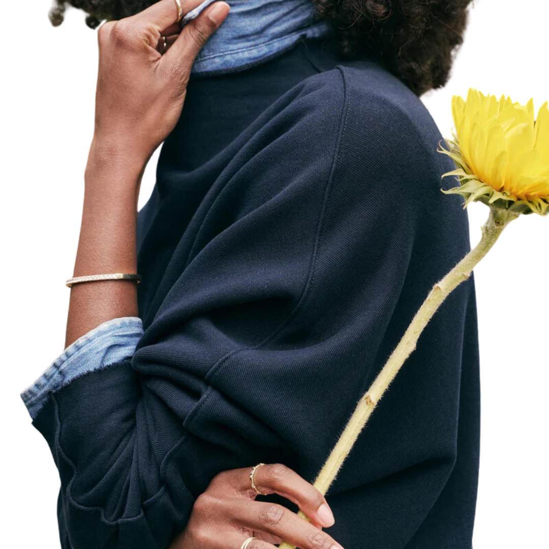 Effie Long-Sleeve Funnel Neck Capelet in British Royal Navy