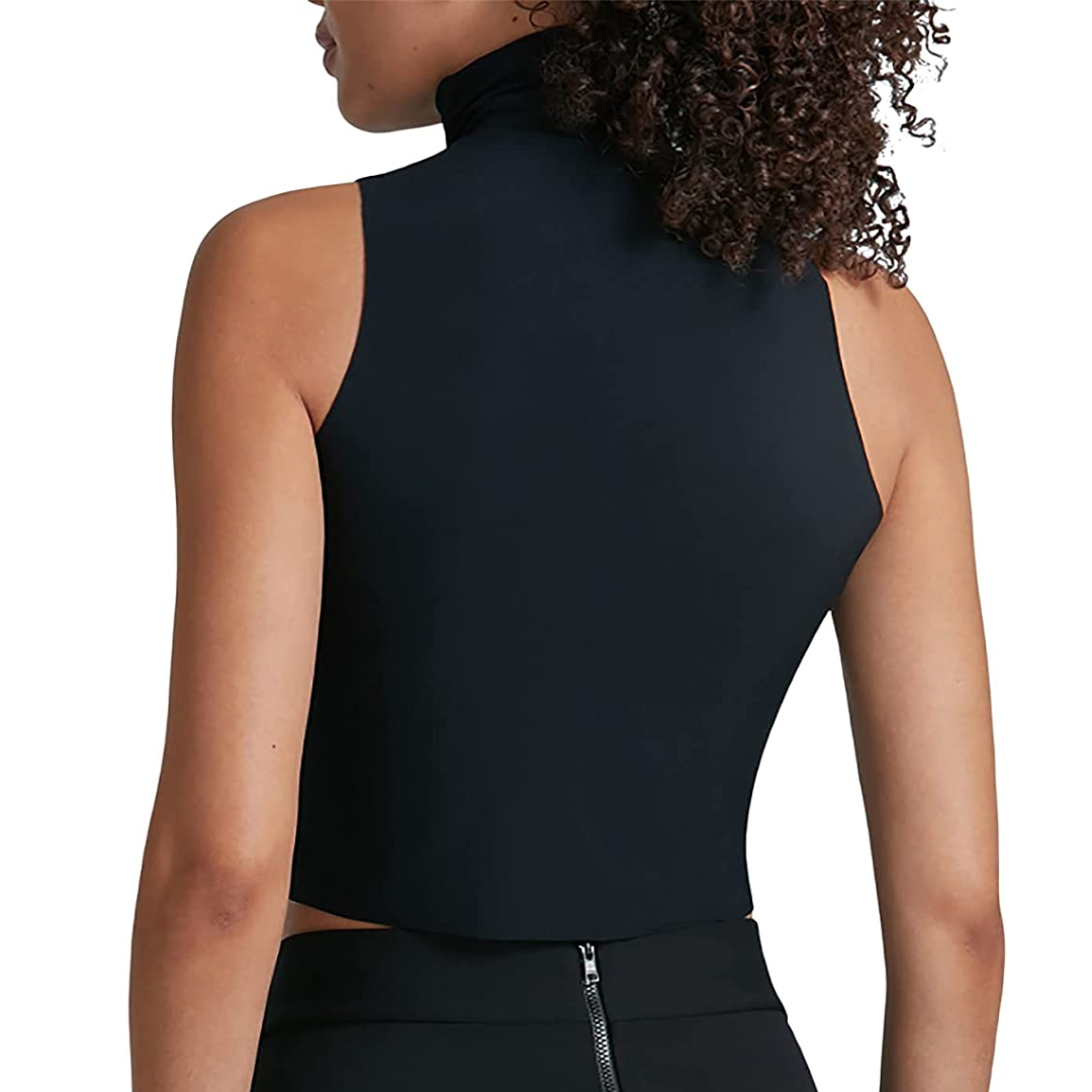 Butter Sleeveless Cropped Turtleneck in Black