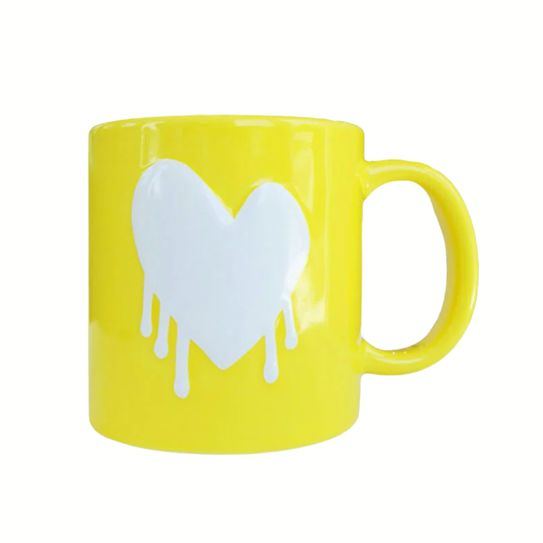 Drippy Heart Mug in Sunshine/White