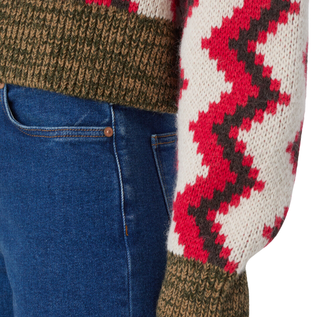 Cropped Jacquard Sweater in Multi