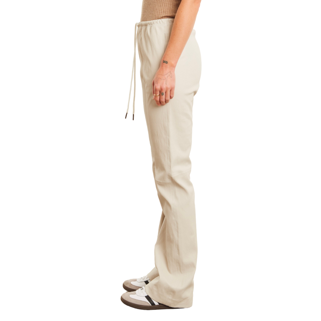 Drawstring Straight Leg Pants in Chalk