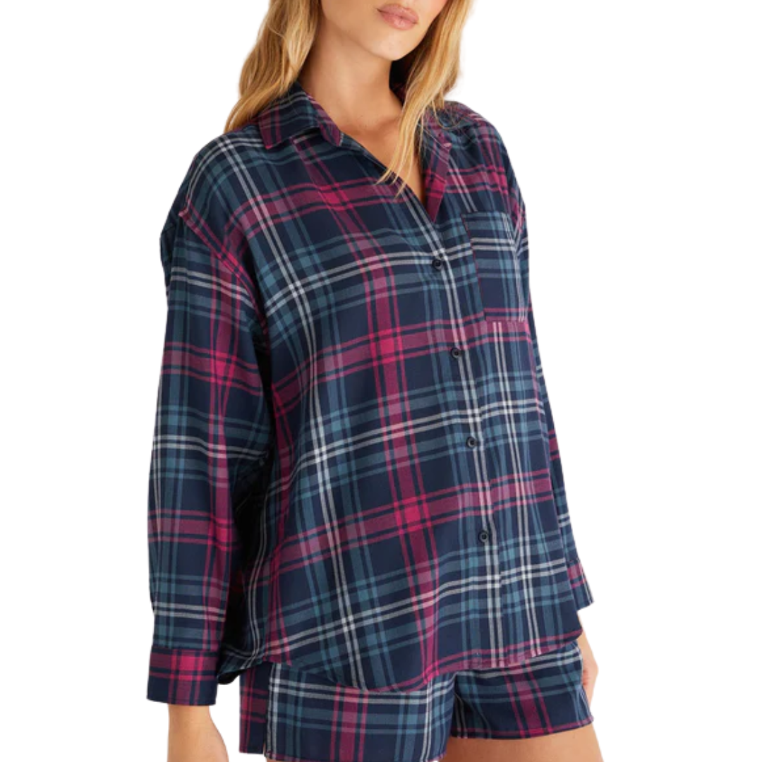 Road Trip Plaid Shirt in Midnight Blue