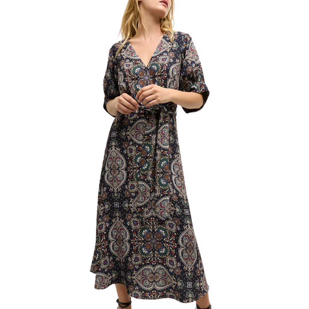 Wyatt Kaleidoscope-Print Dress in Navy Multi