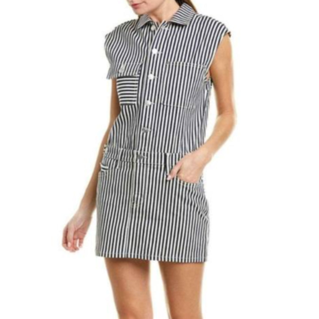 Sleeveless Jumpsuit in Modern Stripe