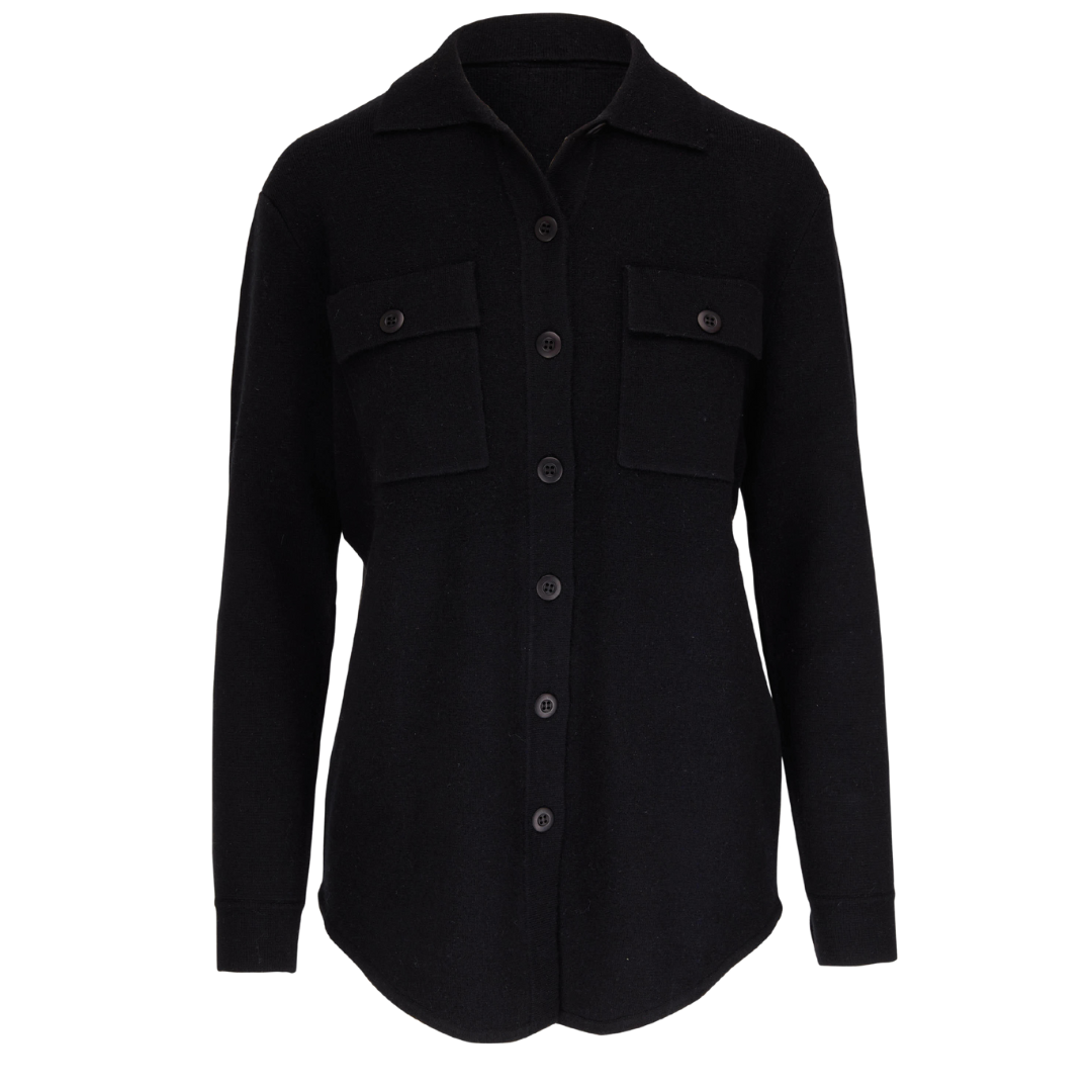 Double Knit Shacket in Black