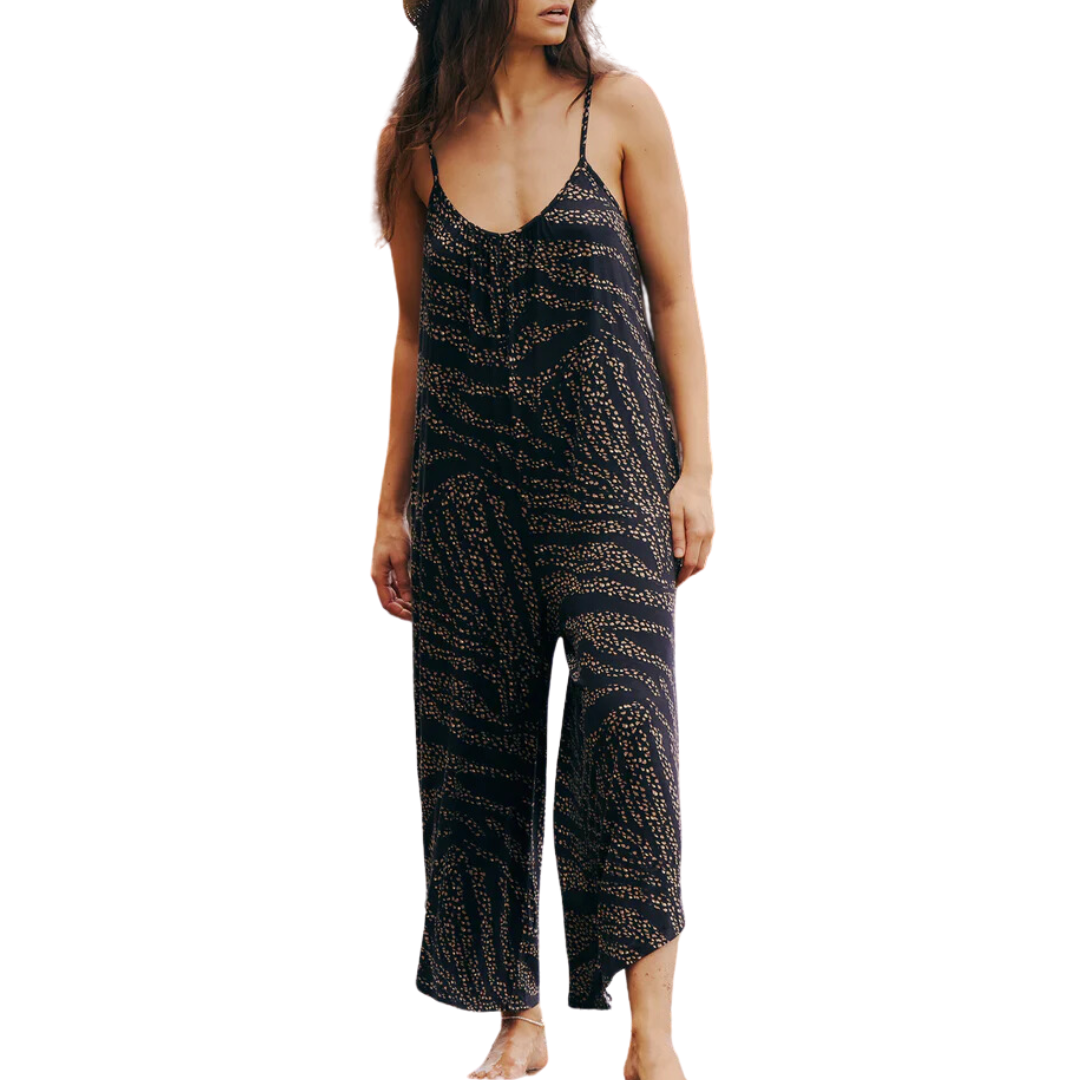Wild Dot Flared Jumpsuit in Black