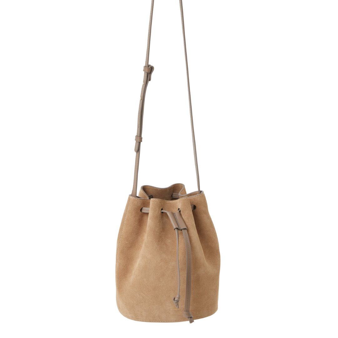 Suede Bucket Bag in Reed Beige