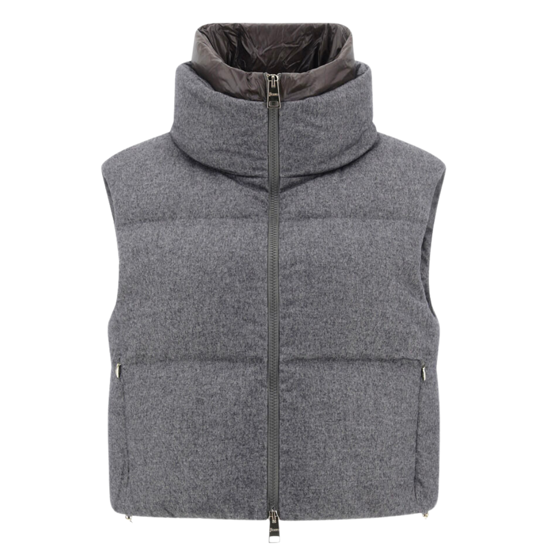 Cashmere, Silk, and Nylon Ultralight Sleeveless Jacket in Grey