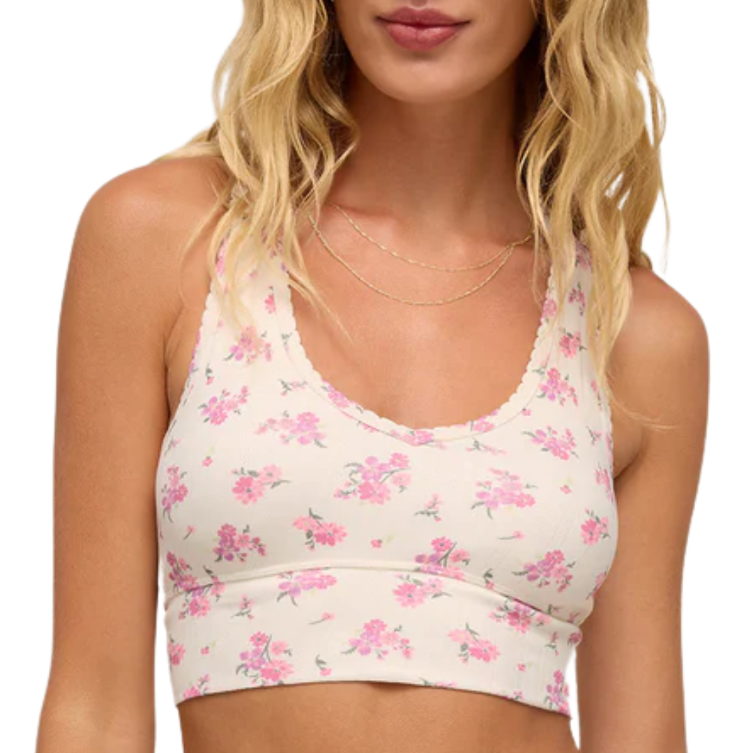Tia Ditsy Pointelle Tank Bra in Bone