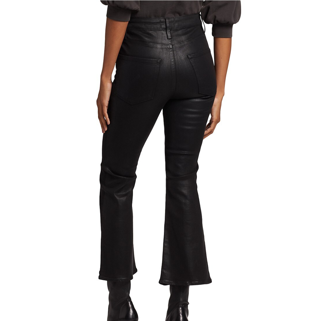 Le Crop Flare in Noir Coated