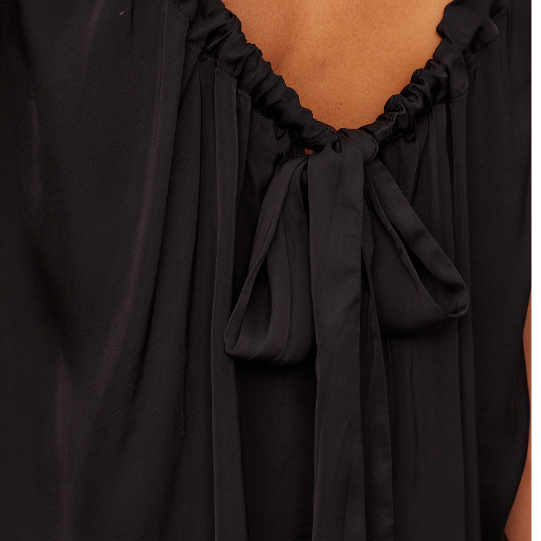 Mindi Satin Viscose Tank in Black
