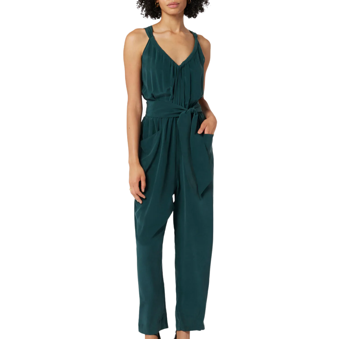 Vernet Silk Jumpsuit in Ponderosa Pine Blue