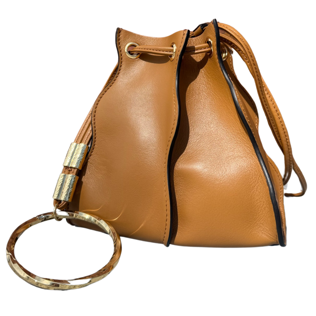 Adria Pleated Wave Pochette in Sand