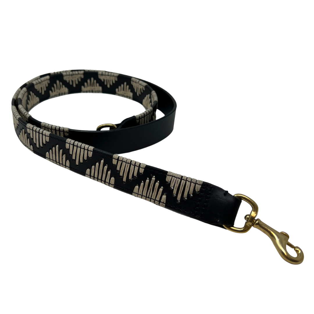 Embossed Wrap Crossbody Strap in Black and White