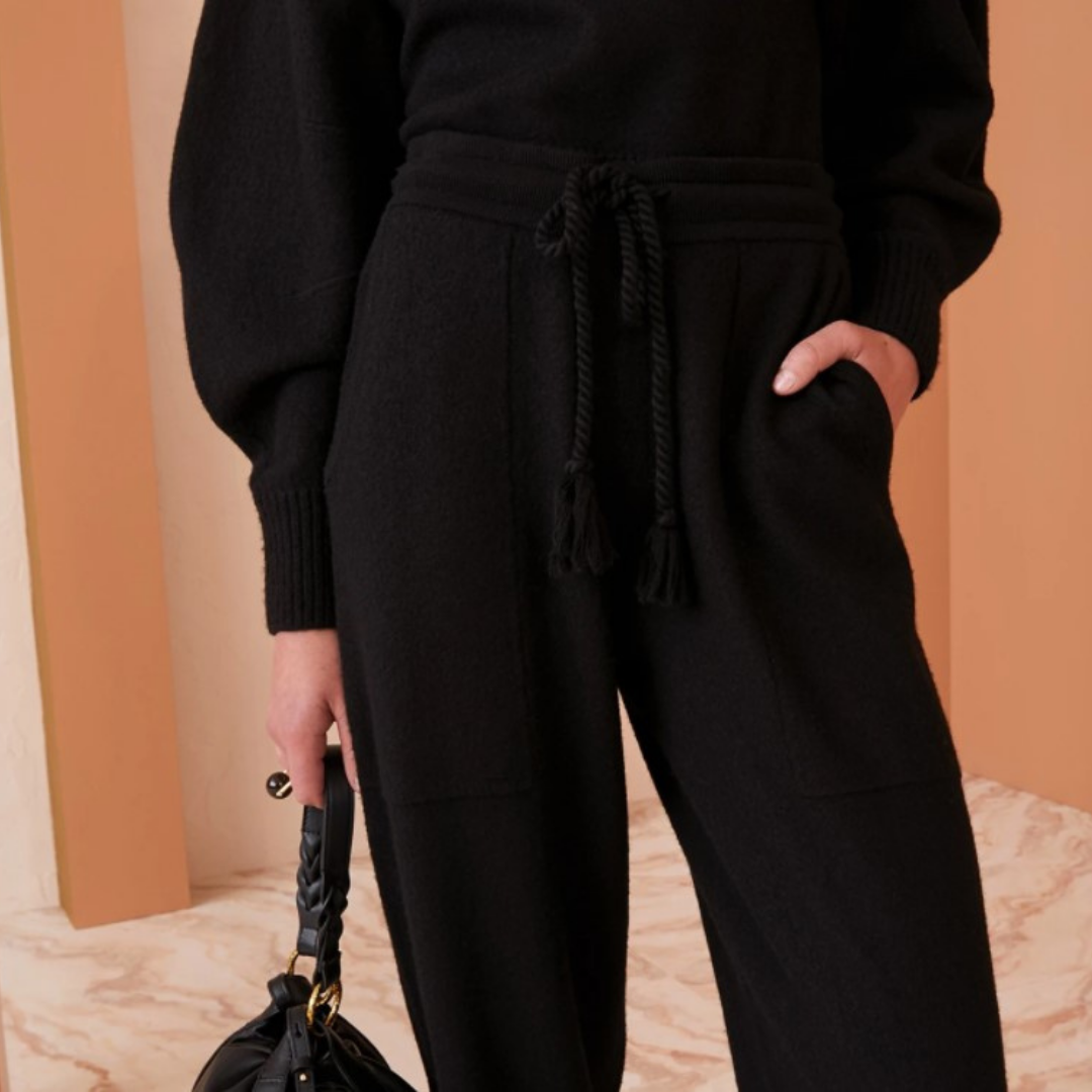 Alfie Boiled Wool Jogger in Black