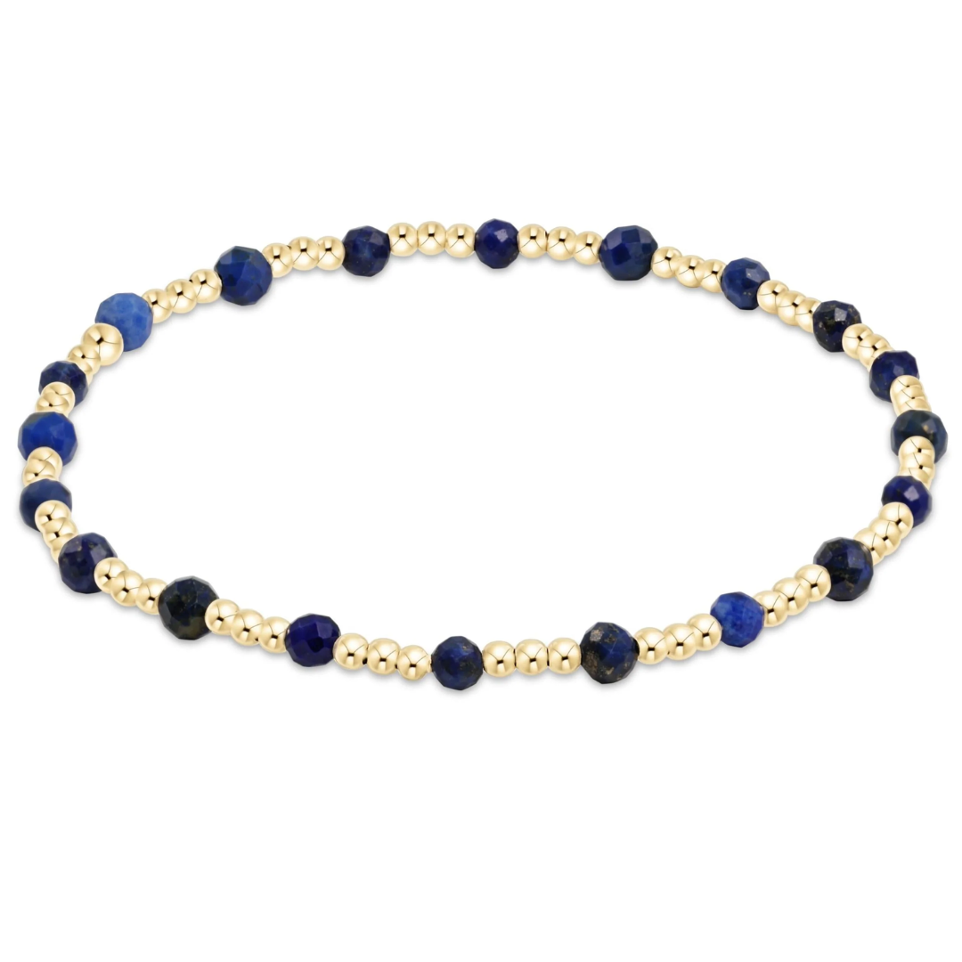 Gemstone Gold Sincerity Pattern 3mm Bead Bracelet in Lapis