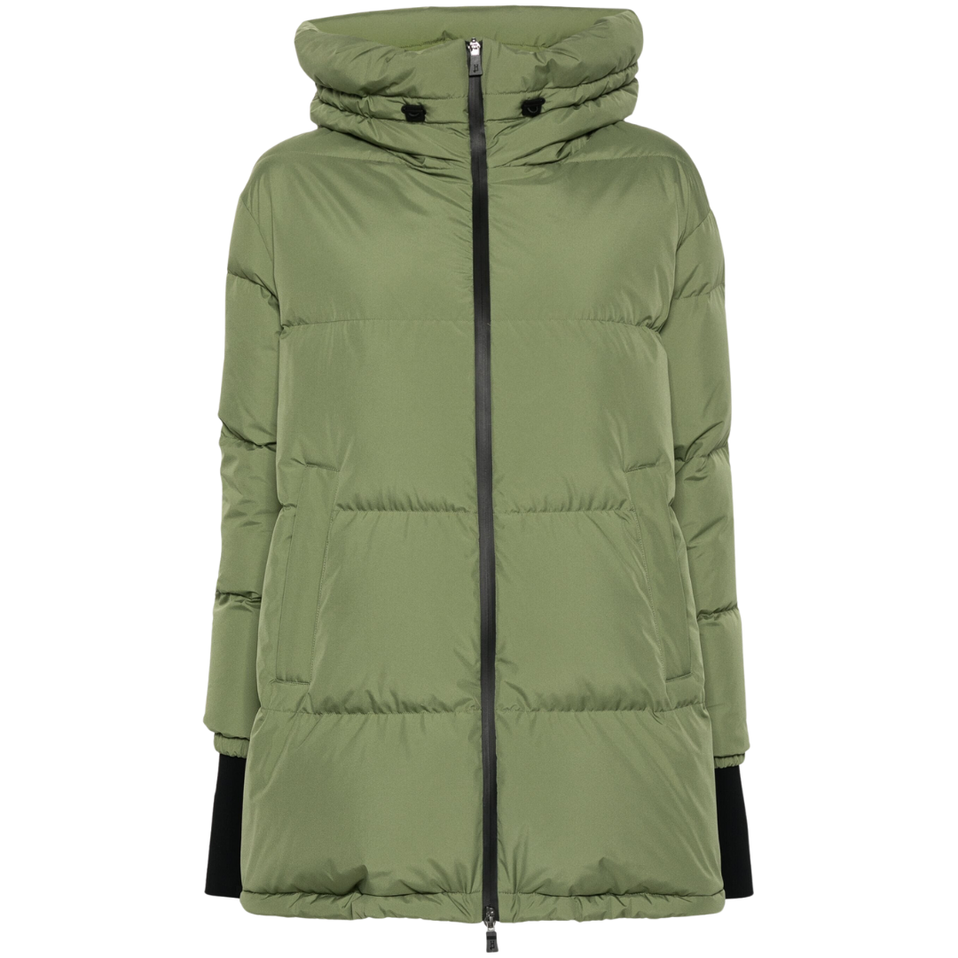 Zip-Up Down Jacket in Oliva