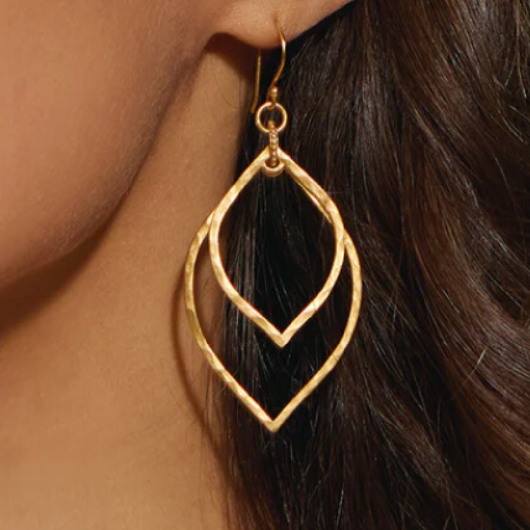 Transformed by Light Lotus Linear Earrings in Gold