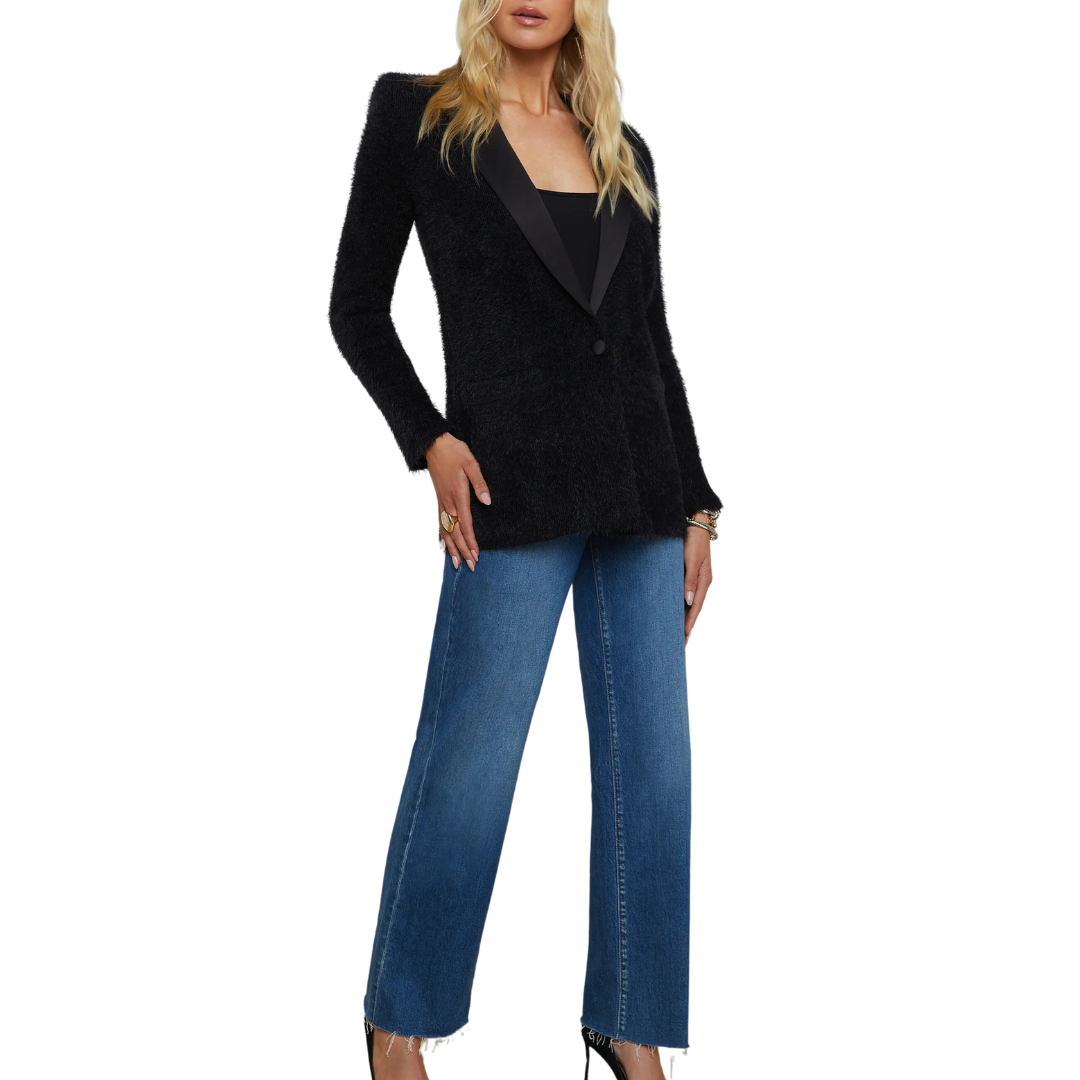 Baileigh Textured Knit Blazer in Black
