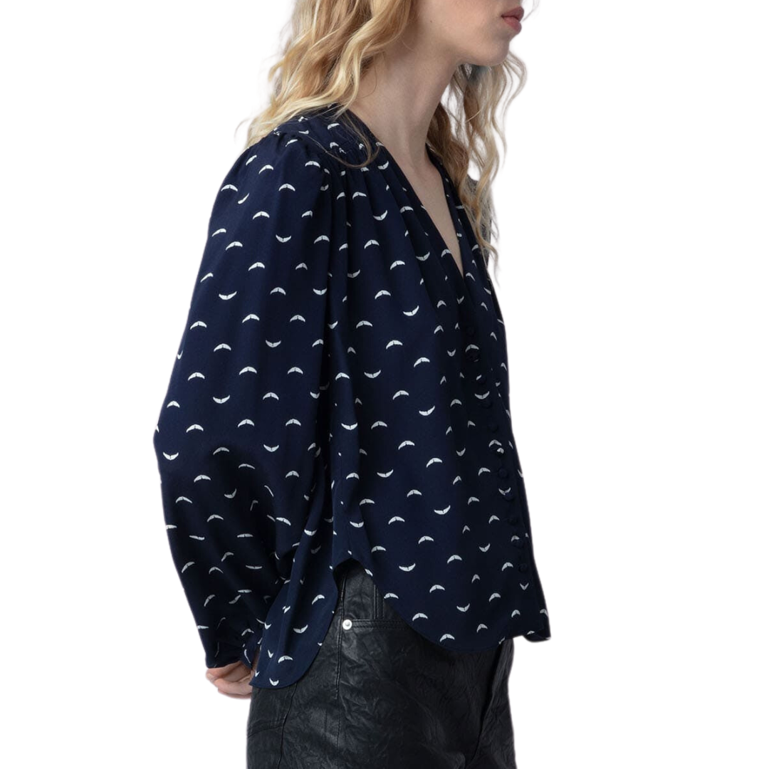 Turin Silk Blouse in Marine