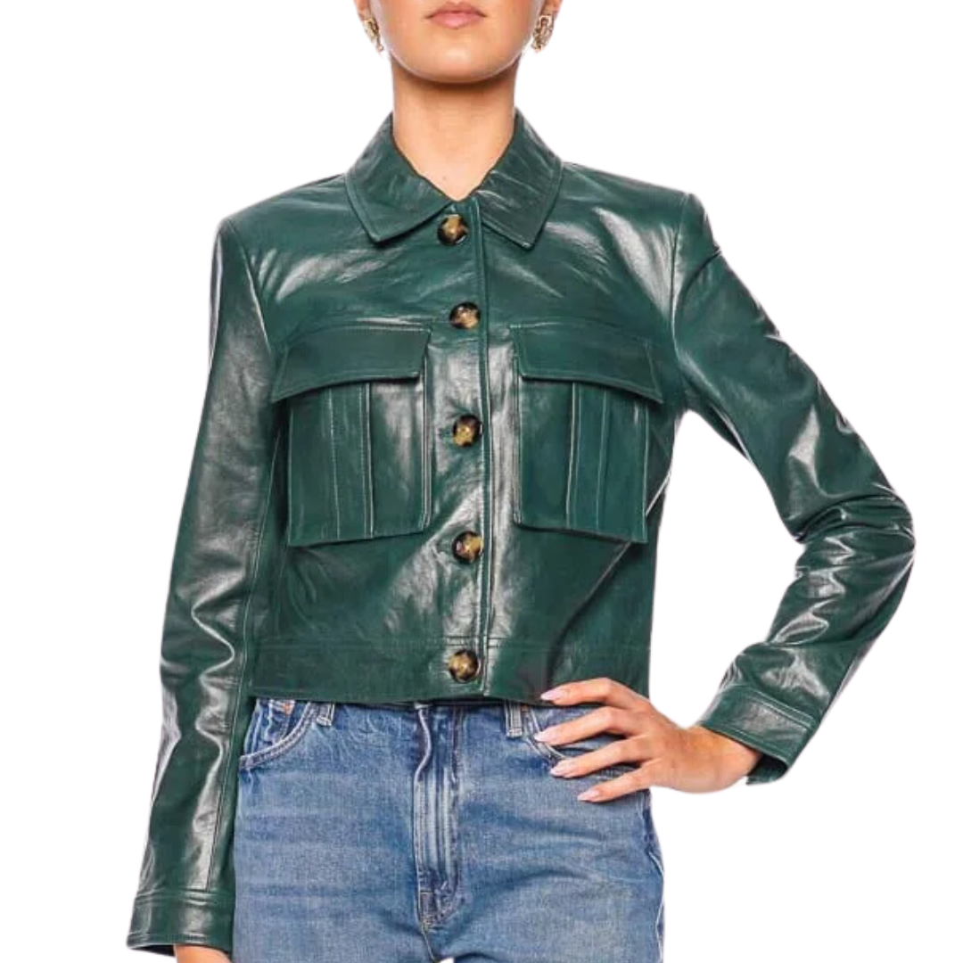 Monte Leather Jacket in Hunter Green