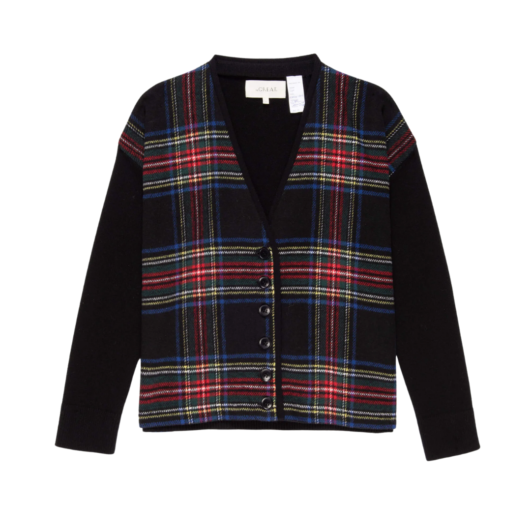 The Fire Side Cardigan in Hearth Plaid